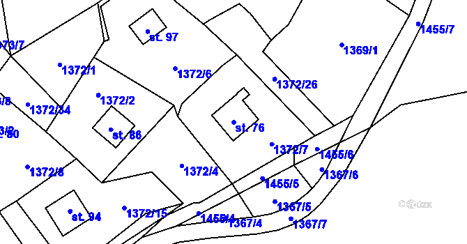 Parcela st. 76 v KÚ Lažany u Černošína, Katastrální mapa