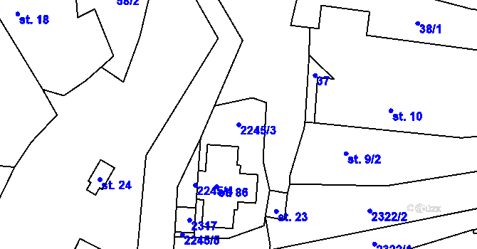 Parcela st. 2245/3 v KÚ Ostrovce, Katastrální mapa