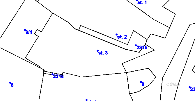 Parcela st. 3 v KÚ Ostrovce, Katastrální mapa