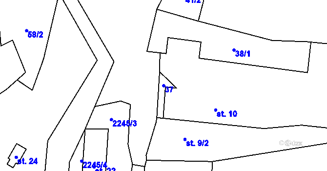 Parcela st. 37 v KÚ Ostrovce, Katastrální mapa