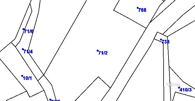 Parcela st. 71/2 v KÚ Pytlov, Katastrální mapa