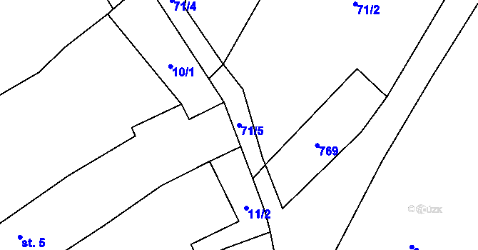 Parcela st. 71/5 v KÚ Pytlov, Katastrální mapa