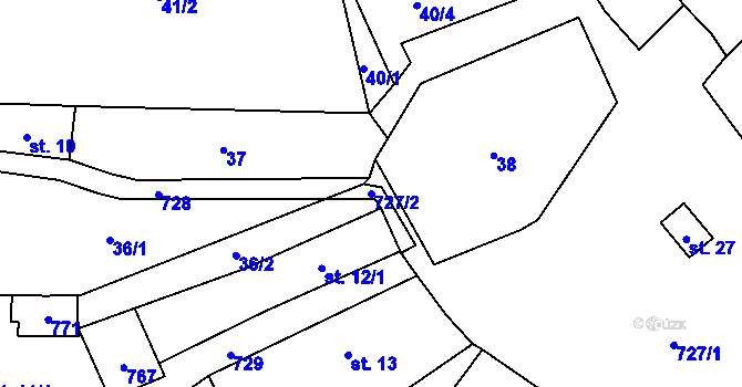 Parcela st. 727/2 v KÚ Pytlov, Katastrální mapa