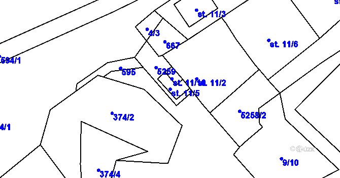 Parcela st. 11/5 v KÚ Třebel, Katastrální mapa