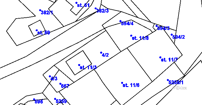 Parcela st. 4/2 v KÚ Třebel, Katastrální mapa