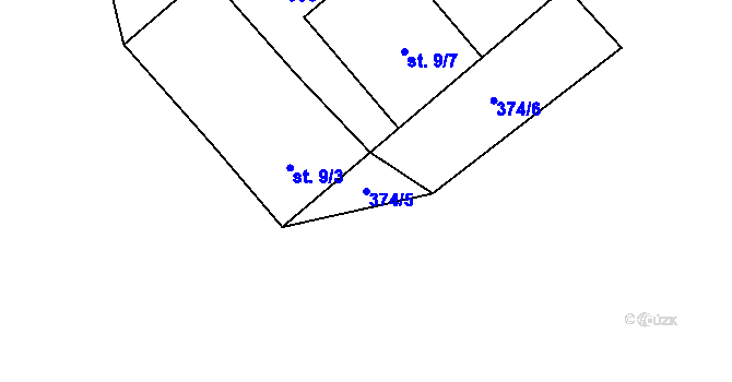 Parcela st. 374/5 v KÚ Třebel, Katastrální mapa