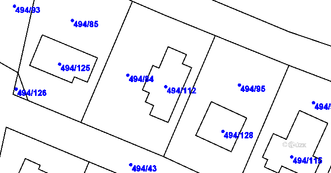 Parcela st. 494/112 v KÚ Černotín, Katastrální mapa