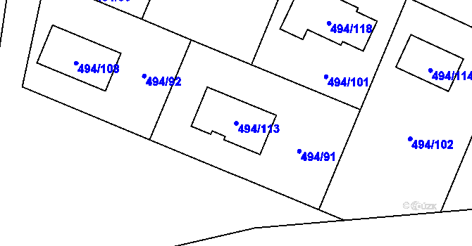 Parcela st. 494/113 v KÚ Černotín, Katastrální mapa