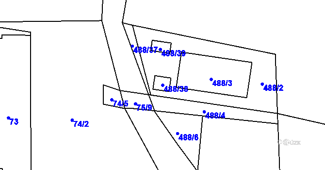 Parcela st. 488/38 v KÚ Černotín, Katastrální mapa