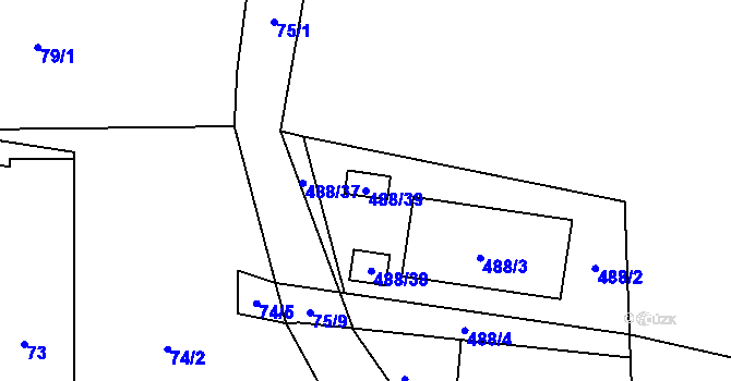 Parcela st. 488/39 v KÚ Černotín, Katastrální mapa