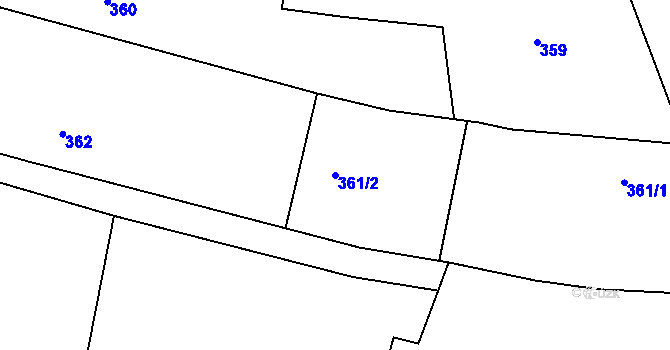 Parcela st. 361/2 v KÚ Černotín, Katastrální mapa