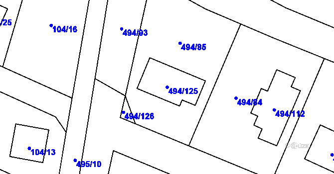 Parcela st. 494/125 v KÚ Černotín, Katastrální mapa