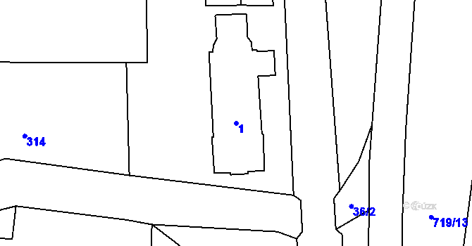 Parcela st. 1 v KÚ Černotín, Katastrální mapa