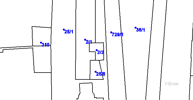 Parcela st. 2/2 v KÚ Černotín, Katastrální mapa