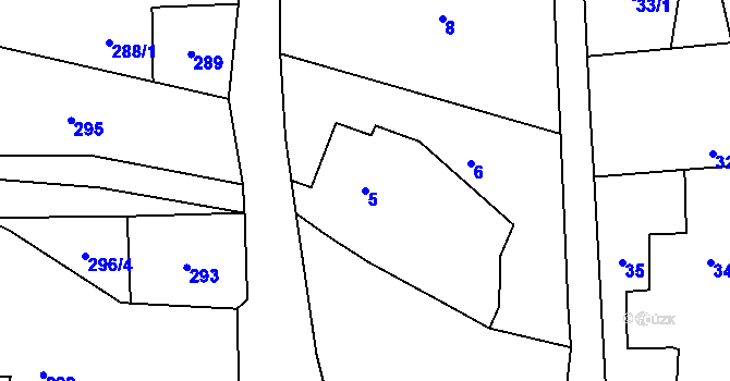 Parcela st. 5 v KÚ Černotín, Katastrální mapa