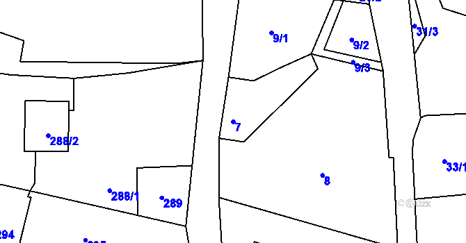 Parcela st. 7 v KÚ Černotín, Katastrální mapa
