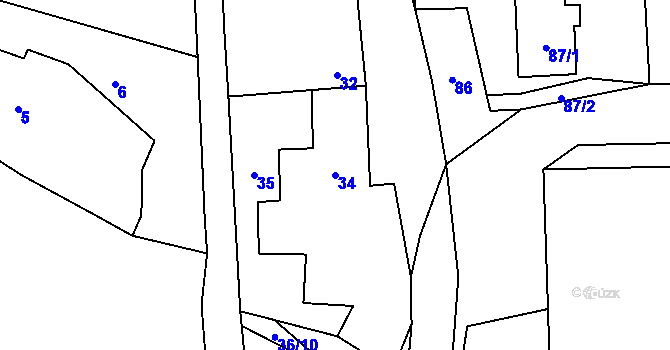 Parcela st. 34 v KÚ Černotín, Katastrální mapa
