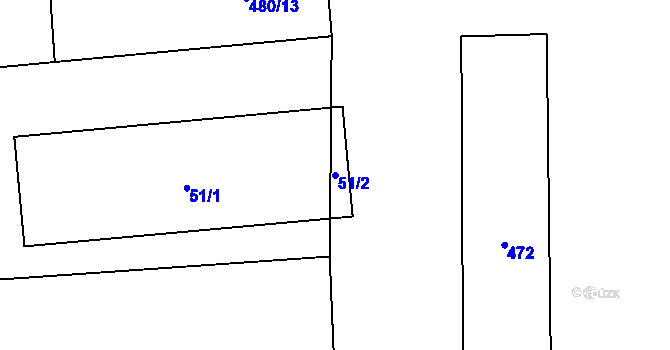 Parcela st. 51/2 v KÚ Černotín, Katastrální mapa