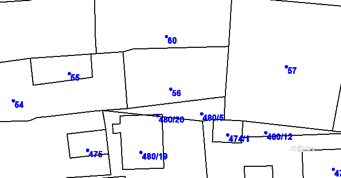 Parcela st. 56 v KÚ Černotín, Katastrální mapa