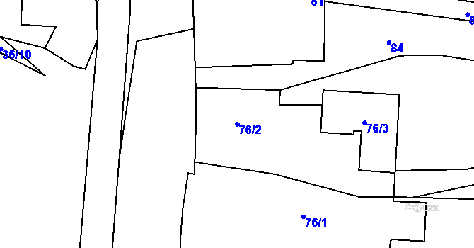 Parcela st. 76/2 v KÚ Černotín, Katastrální mapa