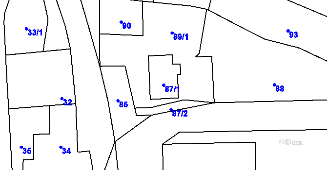 Parcela st. 87/1 v KÚ Černotín, Katastrální mapa