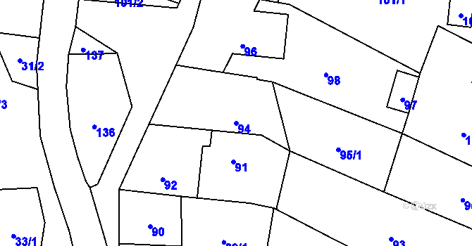 Parcela st. 94 v KÚ Černotín, Katastrální mapa