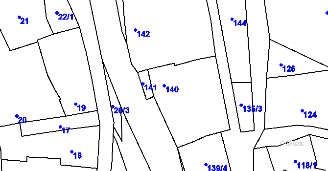 Parcela st. 140 v KÚ Černotín, Katastrální mapa