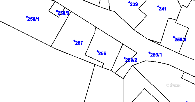 Parcela st. 256 v KÚ Černotín, Katastrální mapa
