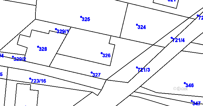 Parcela st. 326 v KÚ Černotín, Katastrální mapa