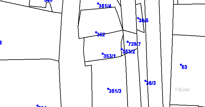 Parcela st. 353/1 v KÚ Černotín, Katastrální mapa