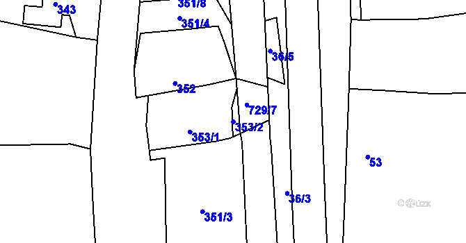 Parcela st. 353/2 v KÚ Černotín, Katastrální mapa