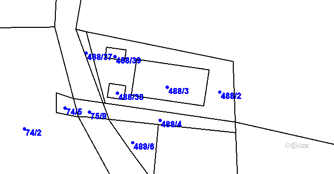 Parcela st. 488/3 v KÚ Černotín, Katastrální mapa