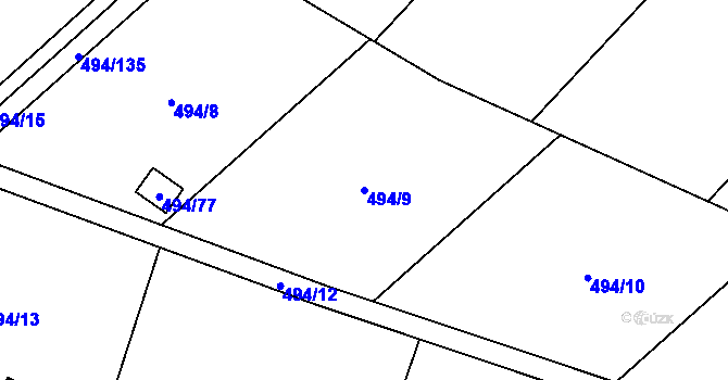 Parcela st. 494/9 v KÚ Černotín, Katastrální mapa