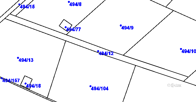 Parcela st. 494/12 v KÚ Černotín, Katastrální mapa