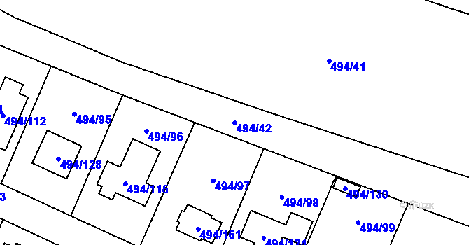 Parcela st. 494/42 v KÚ Černotín, Katastrální mapa