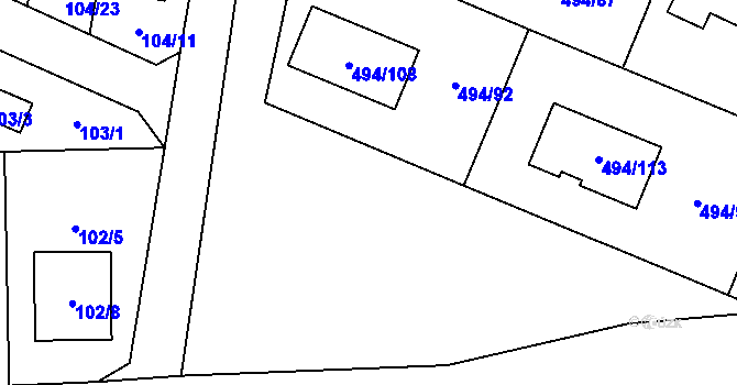 Parcela st. 494/49 v KÚ Černotín, Katastrální mapa