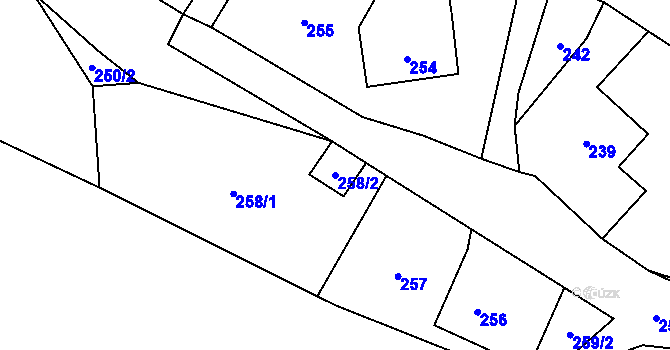 Parcela st. 258/2 v KÚ Černotín, Katastrální mapa