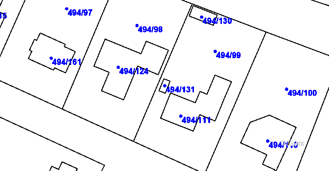Parcela st. 494/131 v KÚ Černotín, Katastrální mapa