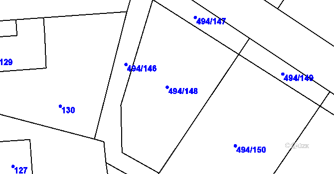 Parcela st. 494/148 v KÚ Černotín, Katastrální mapa