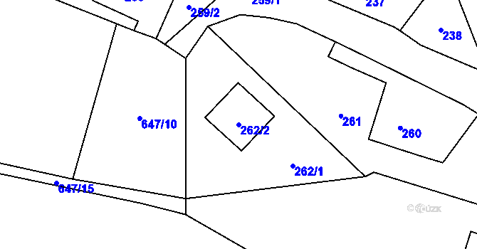 Parcela st. 262/2 v KÚ Černotín, Katastrální mapa