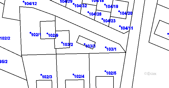 Parcela st. 103/3 v KÚ Černotín, Katastrální mapa