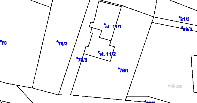 Parcela st. 11/2 v KÚ Černousy, Katastrální mapa