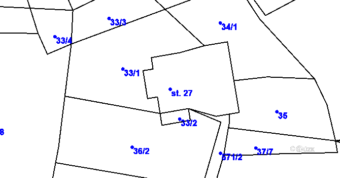 Parcela st. 27 v KÚ Černousy, Katastrální mapa