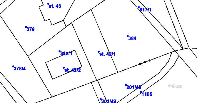 Parcela st. 42/1 v KÚ Černousy, Katastrální mapa