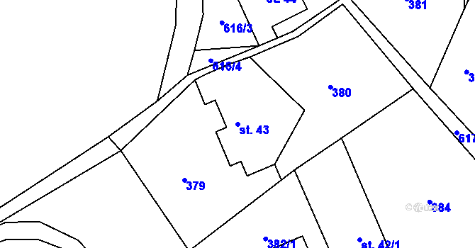 Parcela st. 43 v KÚ Černousy, Katastrální mapa