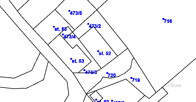 Parcela st. 52 v KÚ Černousy, Katastrální mapa