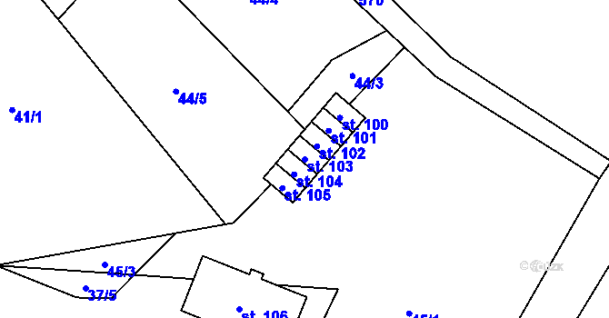 Parcela st. 103 v KÚ Černousy, Katastrální mapa