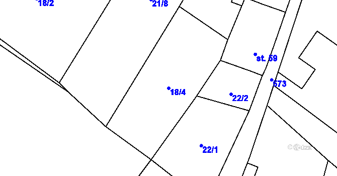 Parcela st. 18/4 v KÚ Černousy, Katastrální mapa