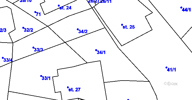 Parcela st. 34/1 v KÚ Černousy, Katastrální mapa