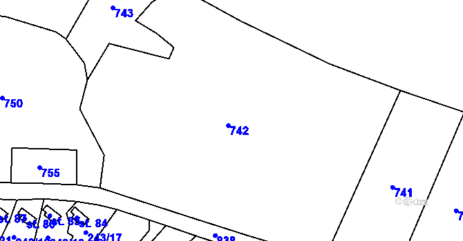 Parcela st. 159/2 v KÚ Černousy, Katastrální mapa